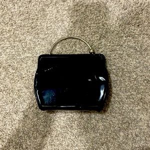 Vintage mid-century black patent clutch purse